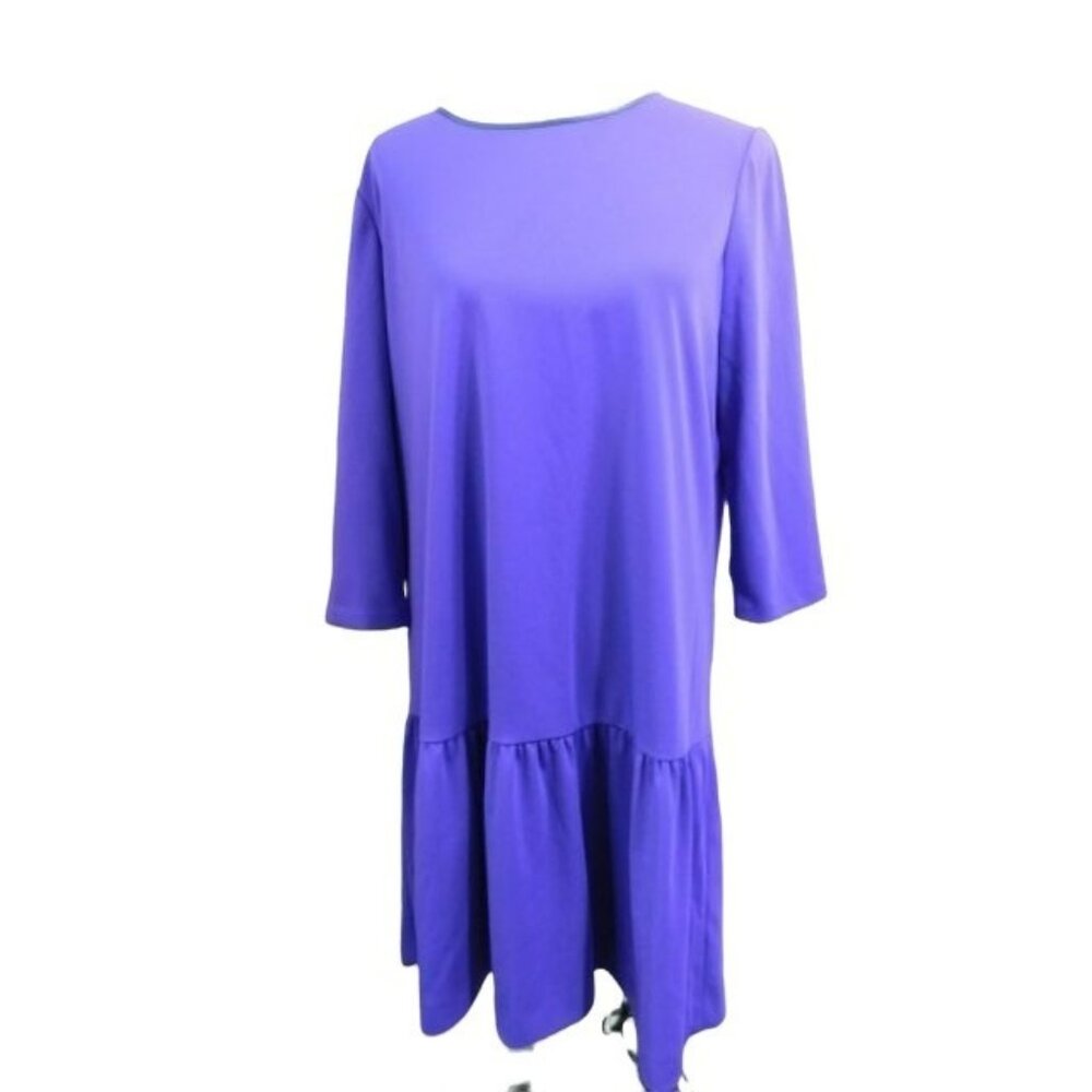 Cremieux Size 14 STRETCH Knit 3/4 Sleeve Purple Dress NWT